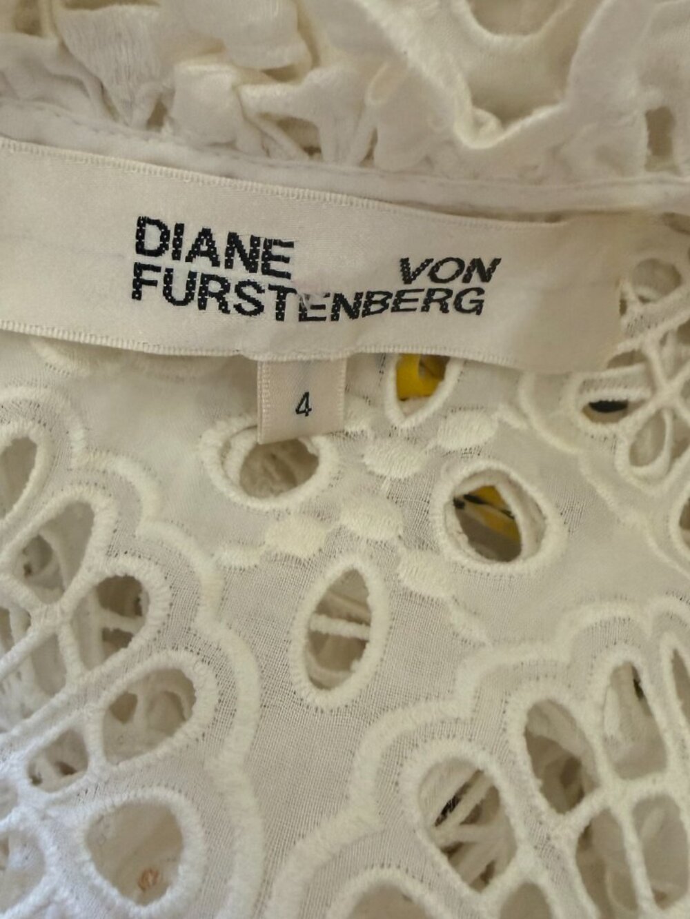 Diane von Furstenberg New Leandra White Eyelet Embroidery Midi Dress Size 4 - Picture 11 of 12